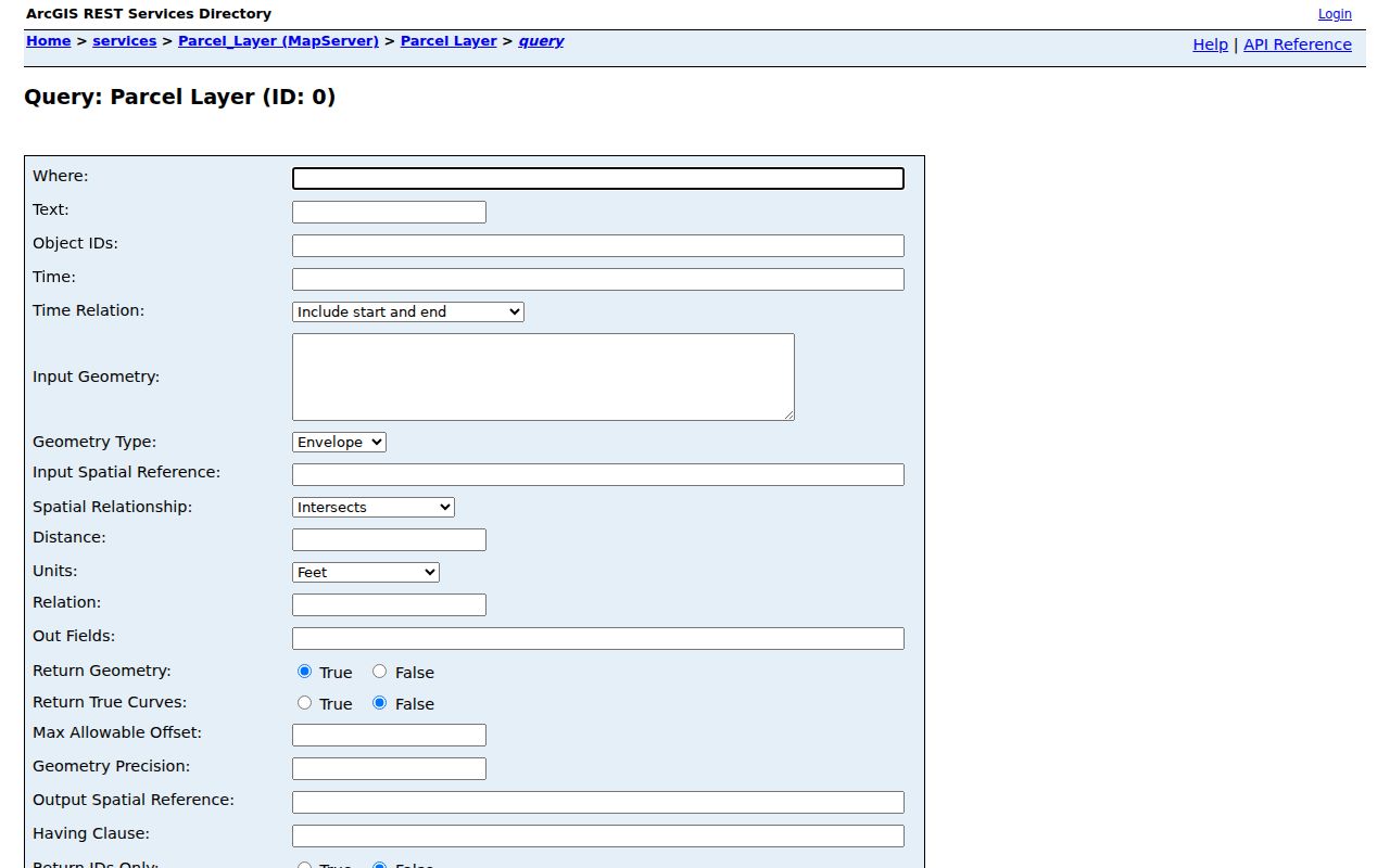 Clovis neighbors Curry GIS Parcel Layer Touches query page